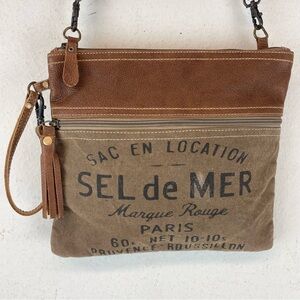 Myra Bag Canvas and Genuine Leather Crossbody